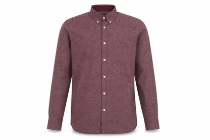 Pierre Cardin Men’s Red Geometric Long Sleeve Regular Fit Shirt S
