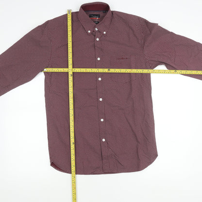 Pierre Cardin Men’s Red Geometric Long Sleeve Regular Fit Shirt S