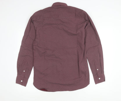 Pierre Cardin Men’s Red Geometric Long Sleeve Regular Fit Shirt S
