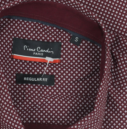 Pierre Cardin Men’s Red Geometric Long Sleeve Regular Fit Shirt S