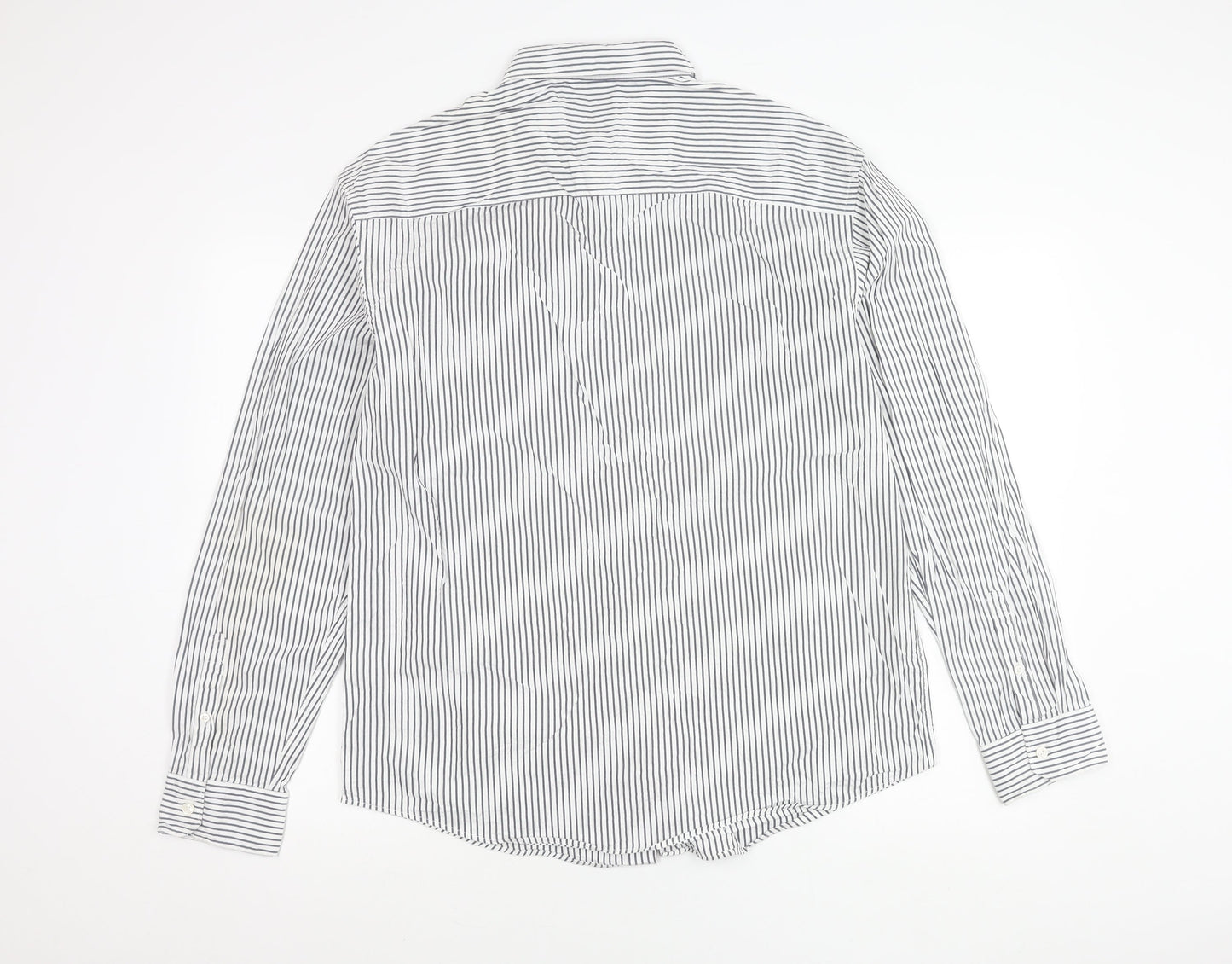 Zara Men’s White Striped Cotton Long Sleeve Regular Fit Shirt XL