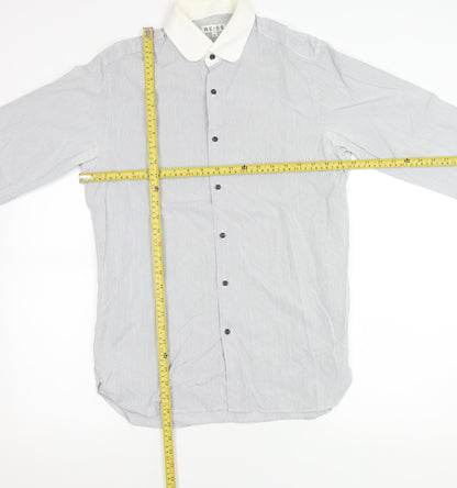 Reiss Men’s White Striped Long Sleeve Button-Up Shirt Size M