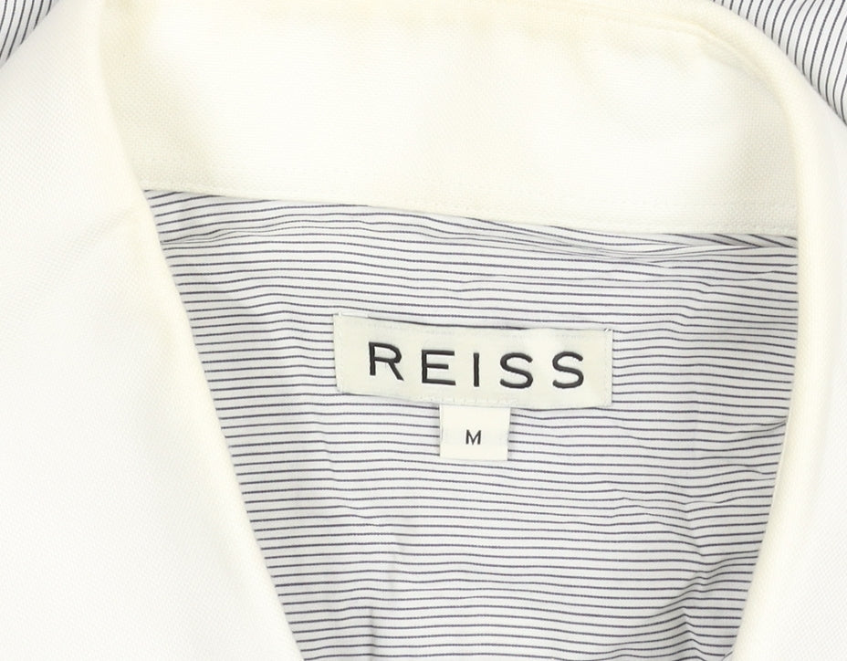 Reiss Men’s White Striped Long Sleeve Button-Up Shirt Size M