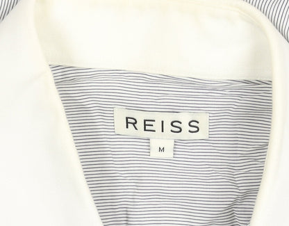 Reiss Men’s White Striped Long Sleeve Button-Up Shirt Size M