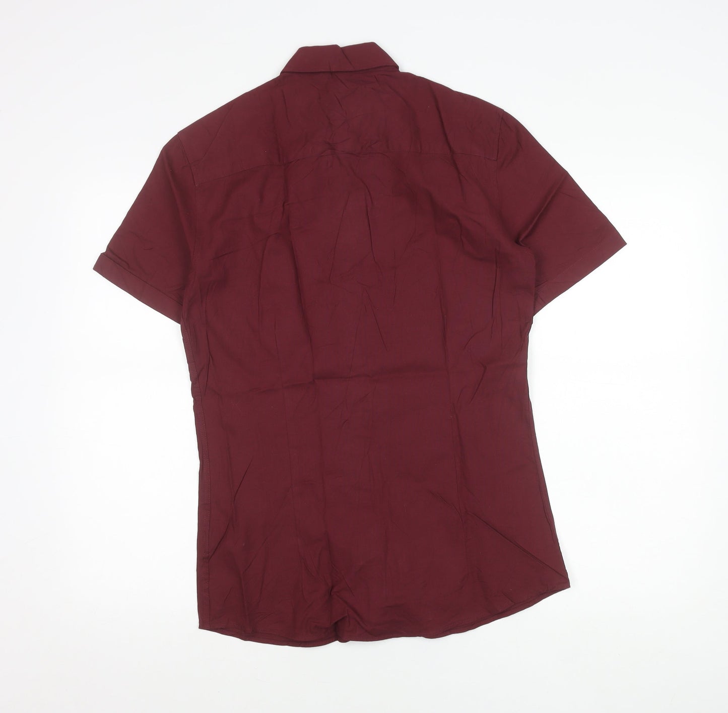 Topman Men’s Red Slim Fit Short Sleeve Button Down Polo Shirt Size S