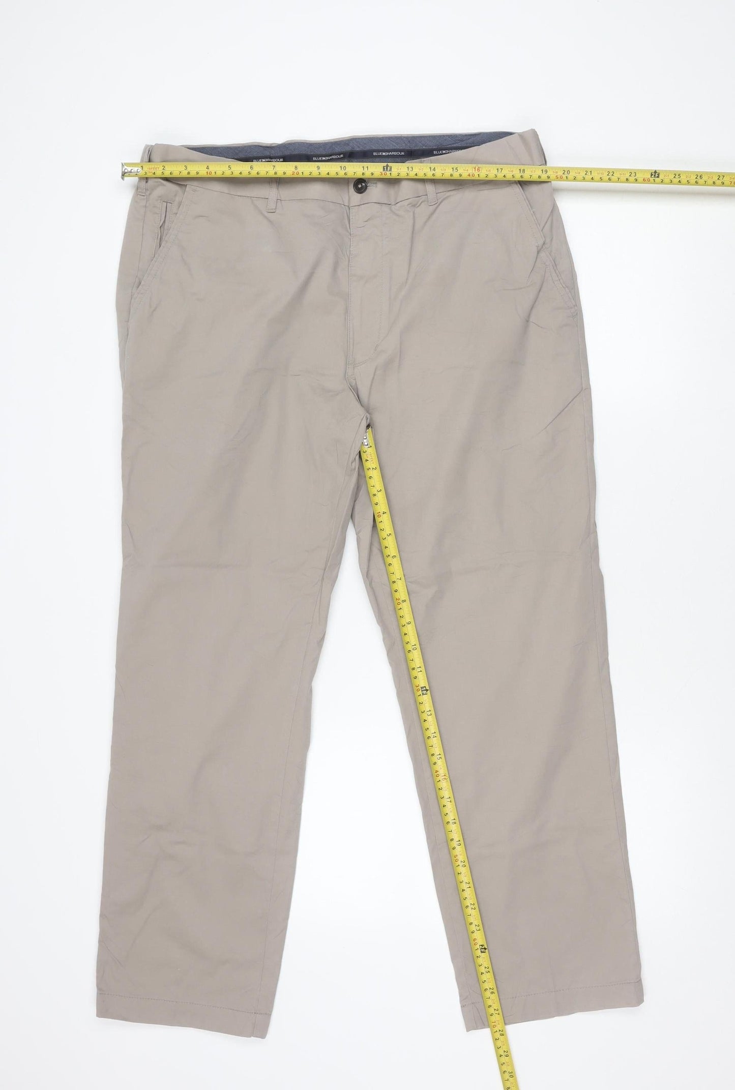 Unisex Adultss UK Size 20 Marks and Spencer Regular Fit Chino Beige Trousers