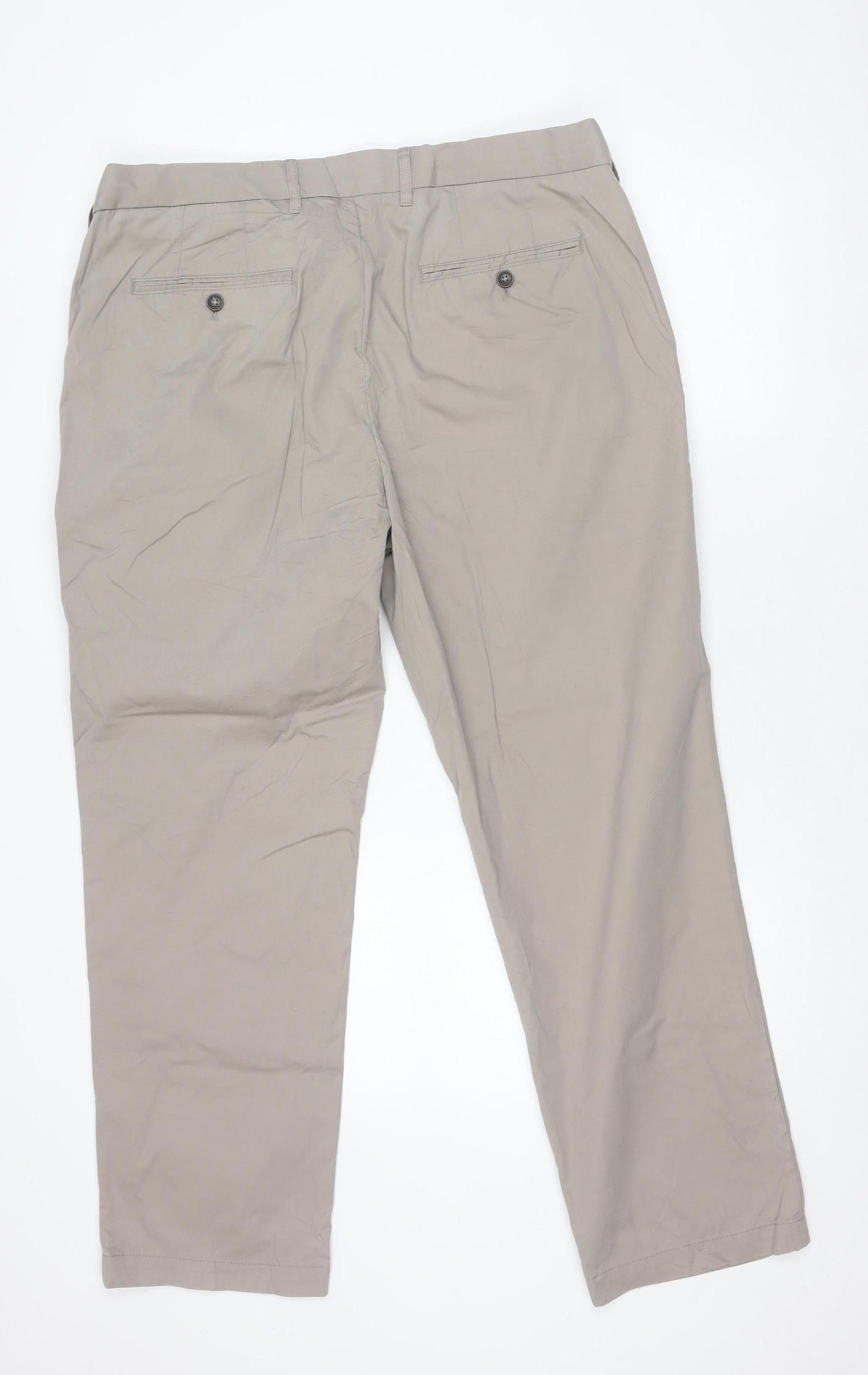 Unisex Adultss UK Size 20 Marks and Spencer Regular Fit Chino Beige Trousers