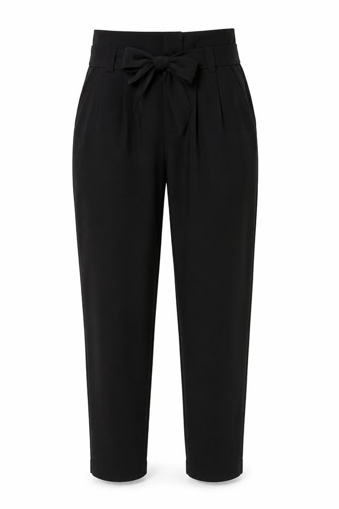 Womens UK Size 8 Lipsy Regular Fit Paperbag Black Trousers