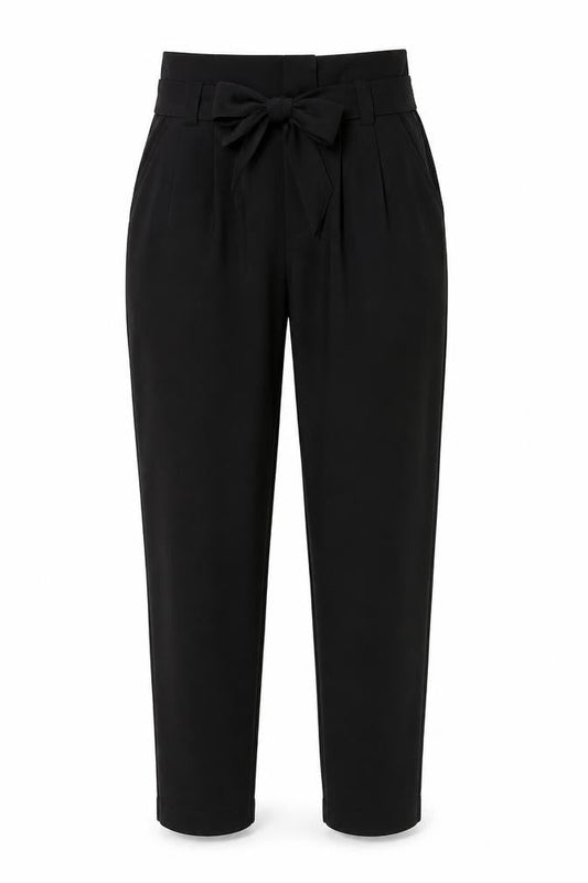 Womens UK Size 8 Lipsy Regular Fit Paperbag Black Trousers