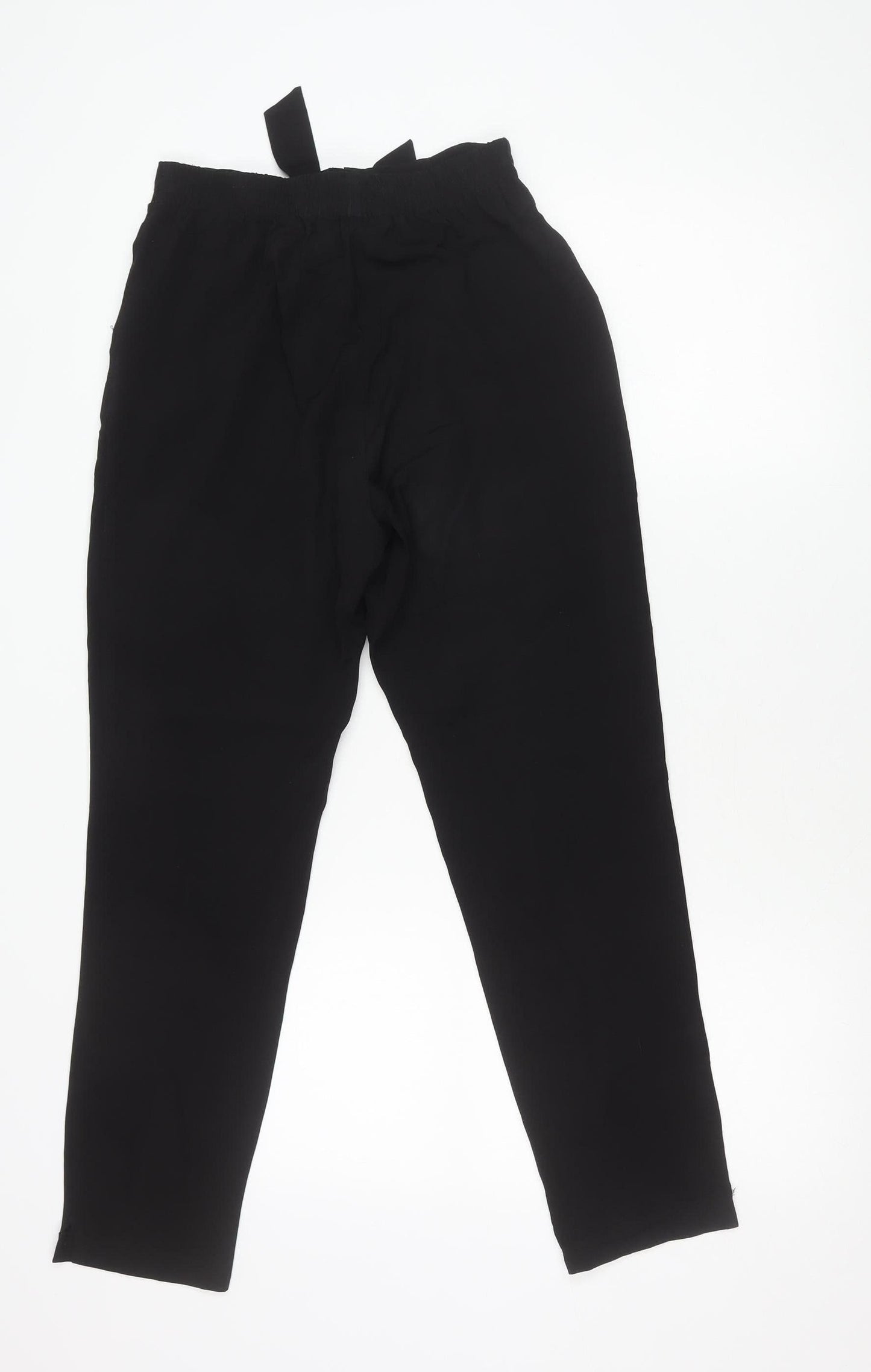 Lipsy Women’s Black Size 8 Paperbag Trousers with Belted Tie Waist