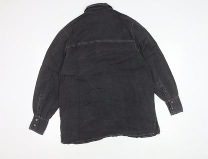 Topshop Womens Black Button-Up Shirt Long Sleeve UK 12 Casual