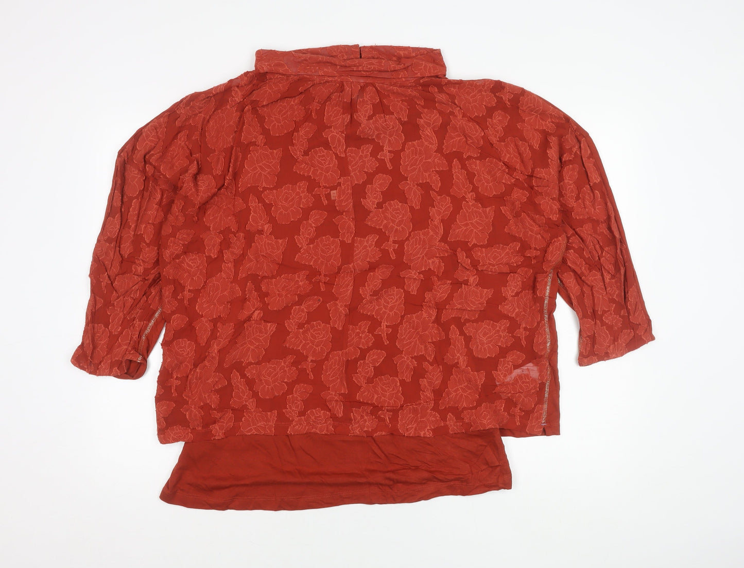 White Stuff Women’s Red Floral Cotton Modal Tunic Blouse UK 18