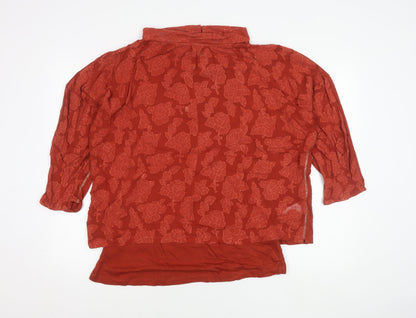 White Stuff Women’s Red Floral Cotton Modal Tunic Blouse UK 18