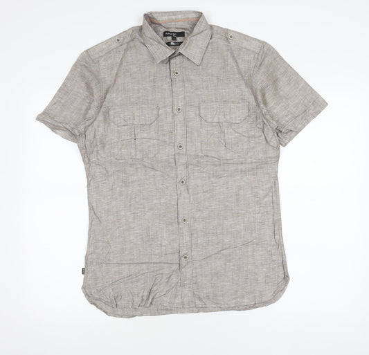 Marks and Spencer Autograph Men's Brown Linen Cotton Slim Fit Short Sleeve Polo Shirt S