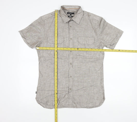 Marks and Spencer Autograph Men's Brown Linen Cotton Slim Fit Short Sleeve Polo Shirt S