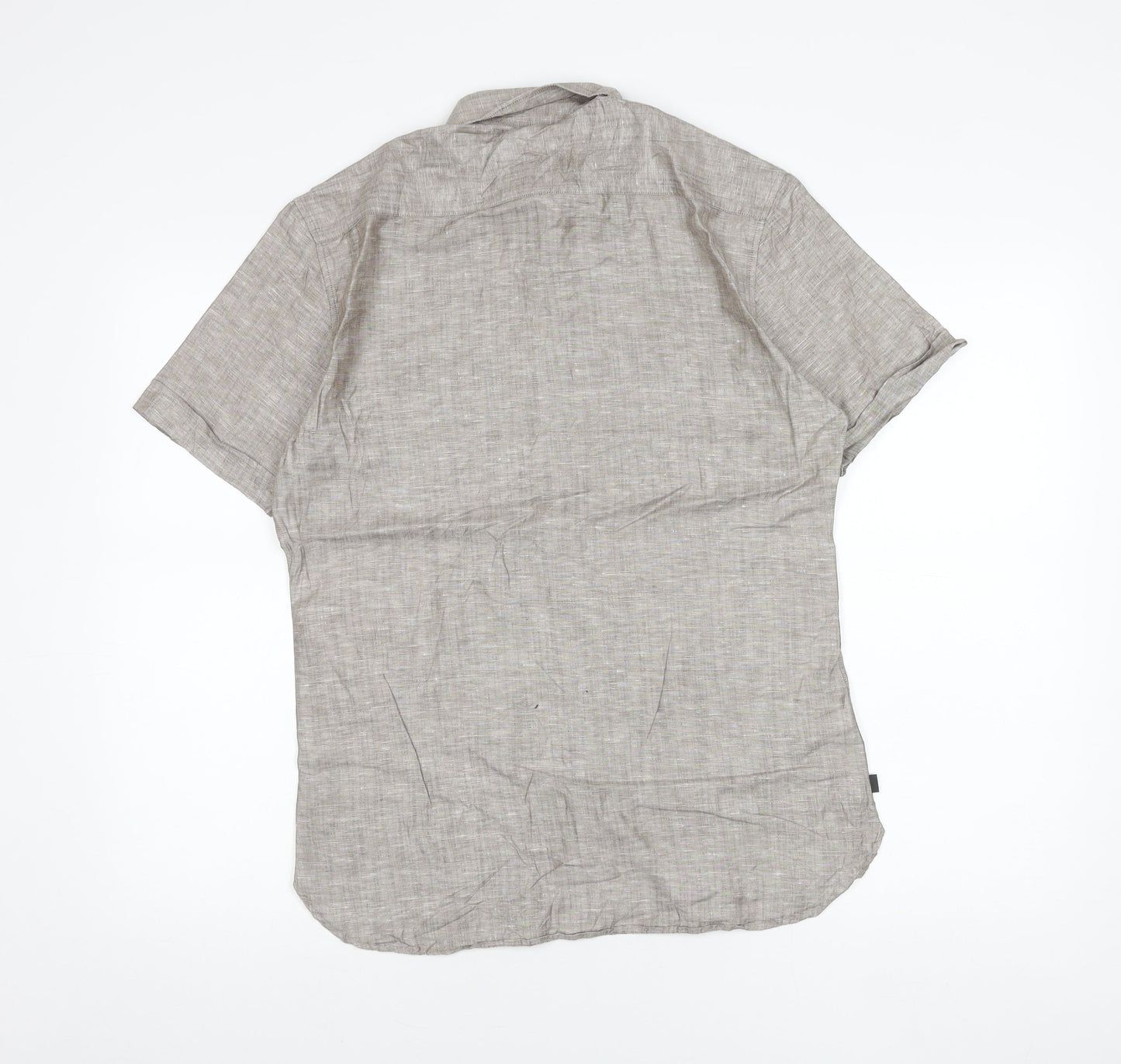 Marks and Spencer Autograph Men's Brown Linen Cotton Slim Fit Short Sleeve Polo Shirt S