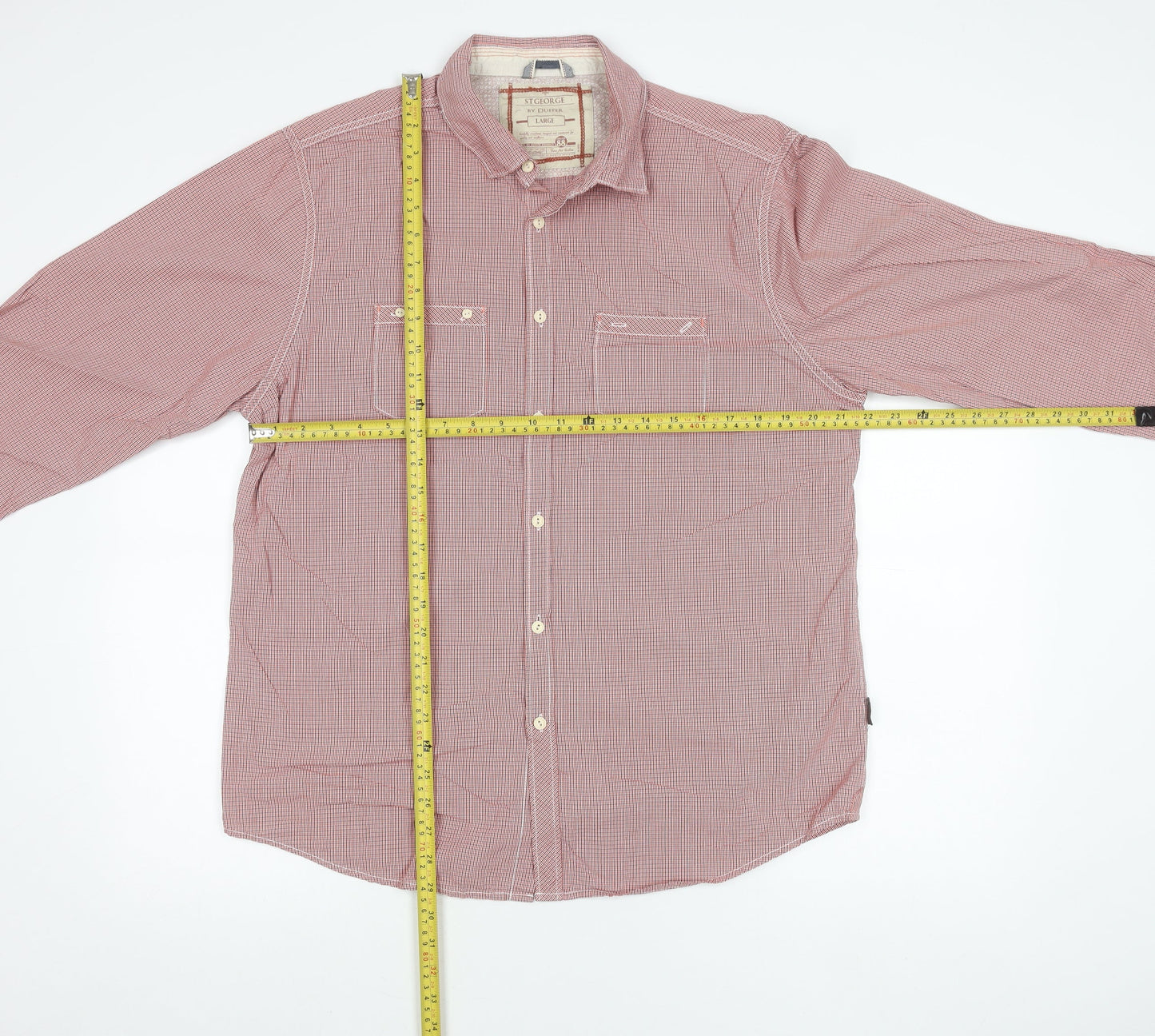 St George by Duffer Mens Red Check Long Sleeve Shirt Size L