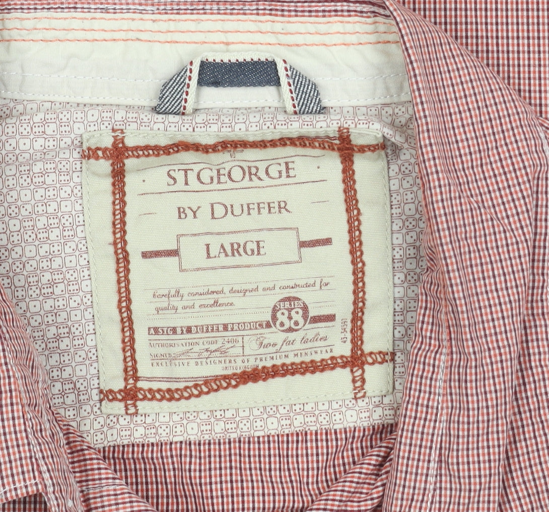 St George by Duffer Mens Red Check Long Sleeve Shirt Size L