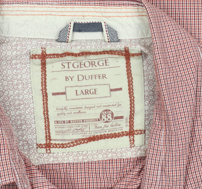 St George by Duffer Mens Red Check Long Sleeve Shirt Size L