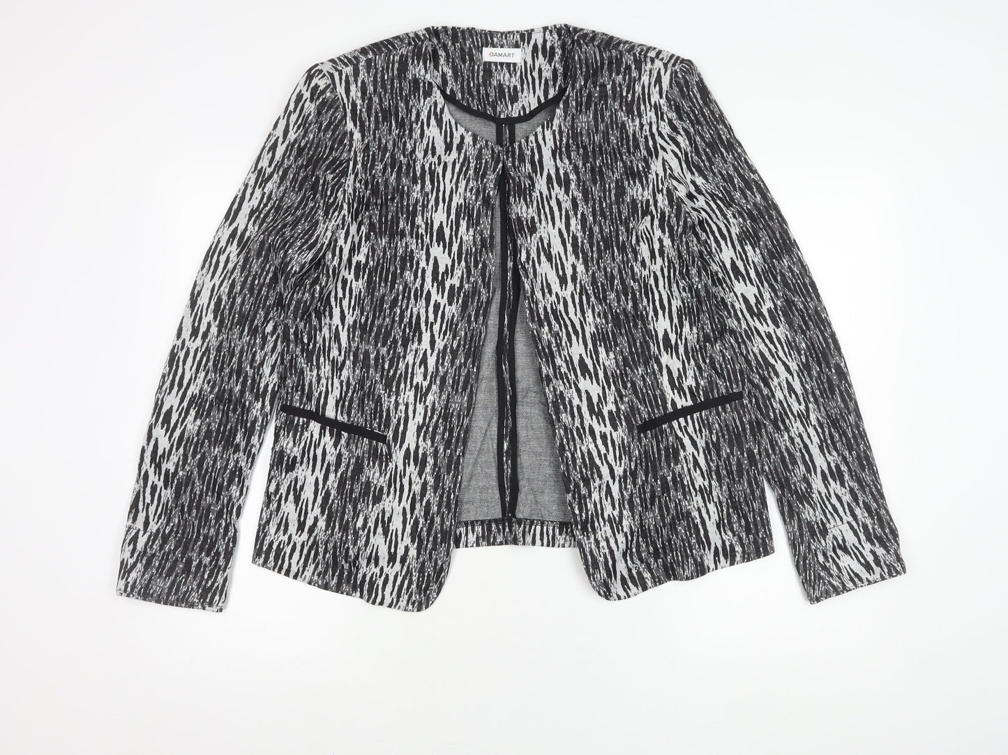 Damart Women’s Black Animal Print Blazer Jacket Size 18