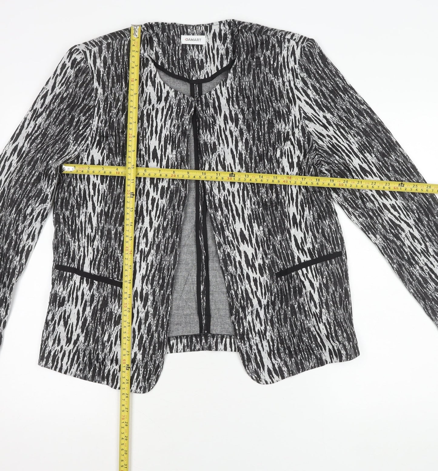 Damart Women’s Black Animal Print Blazer Jacket Size 18