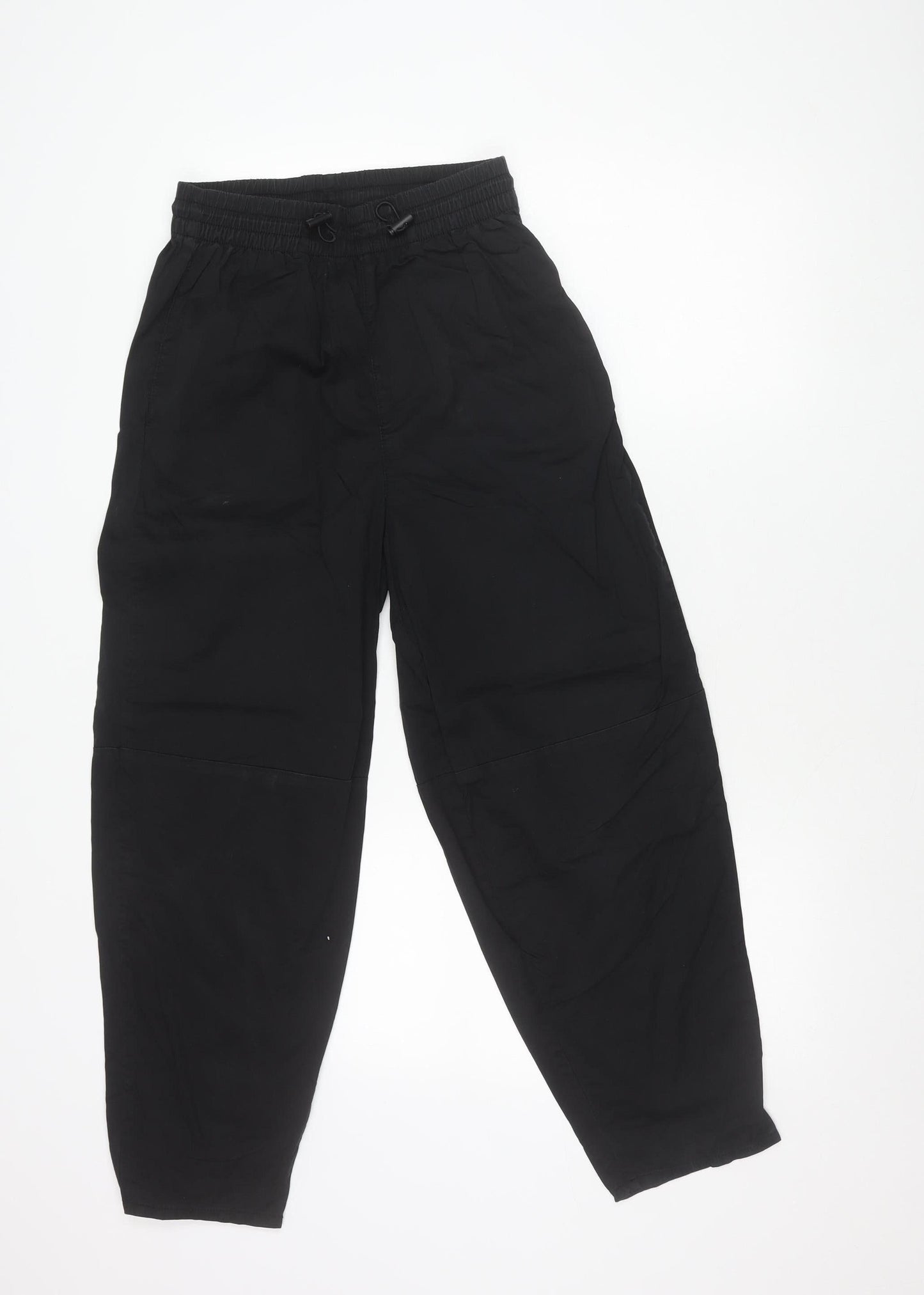 H&M Girls Black Jogger Trousers Size 6 Cotton Elastic Waist Casual