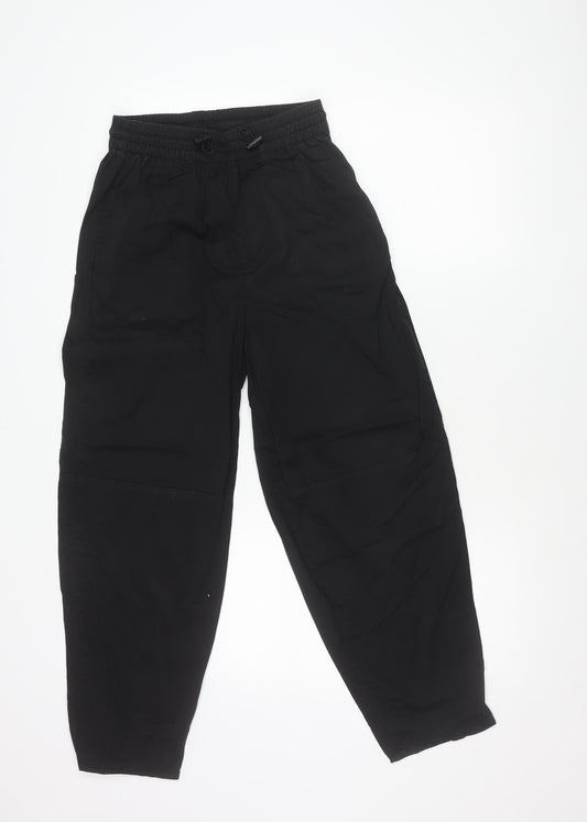 H&M Girls Black Jogger Trousers Size 6 Cotton Elastic Waist Casual