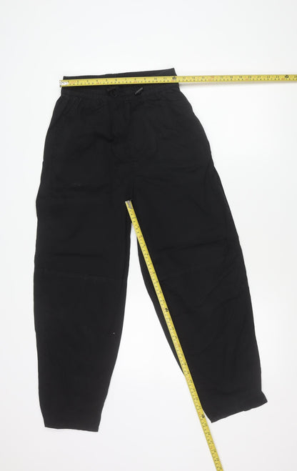 H&M Girls Black Jogger Trousers Size 6 Cotton Elastic Waist Casual