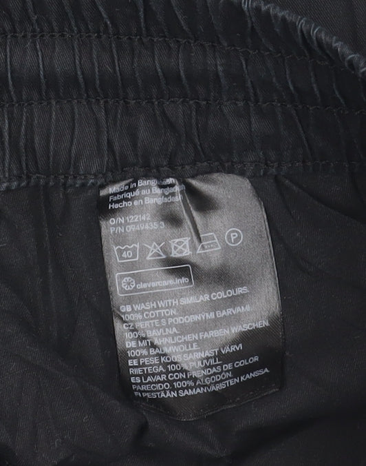 H&M Girls Black Jogger Trousers Size 6 Cotton Elastic Waist Casual