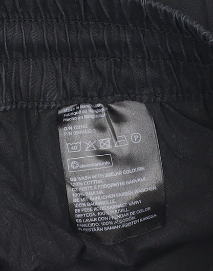 H&M Girls Black Jogger Trousers Size 6 Cotton Elastic Waist Casual