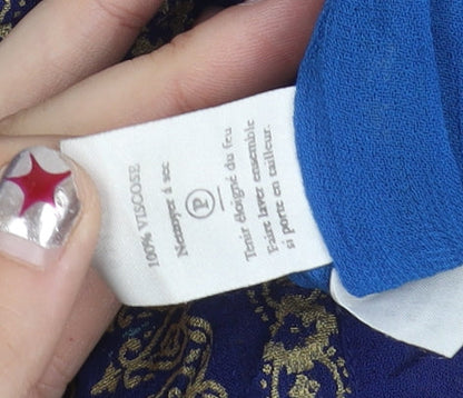 Monsoon Womens Blue Paisley Beaded Midi Skirt Size 14 Viscose