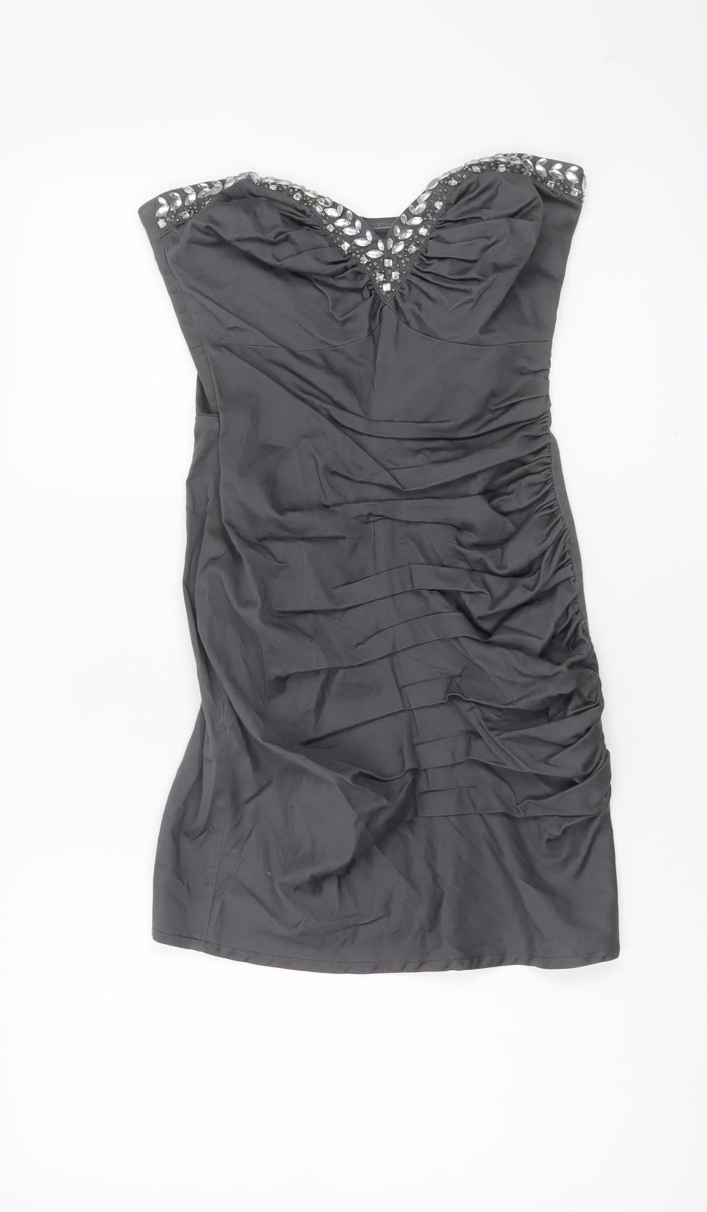 Lipsy Women’s Grey Strapless Bodycon Party Dress Size 8