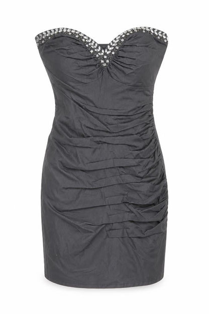 Lipsy Women’s Grey Strapless Bodycon Party Dress Size 8