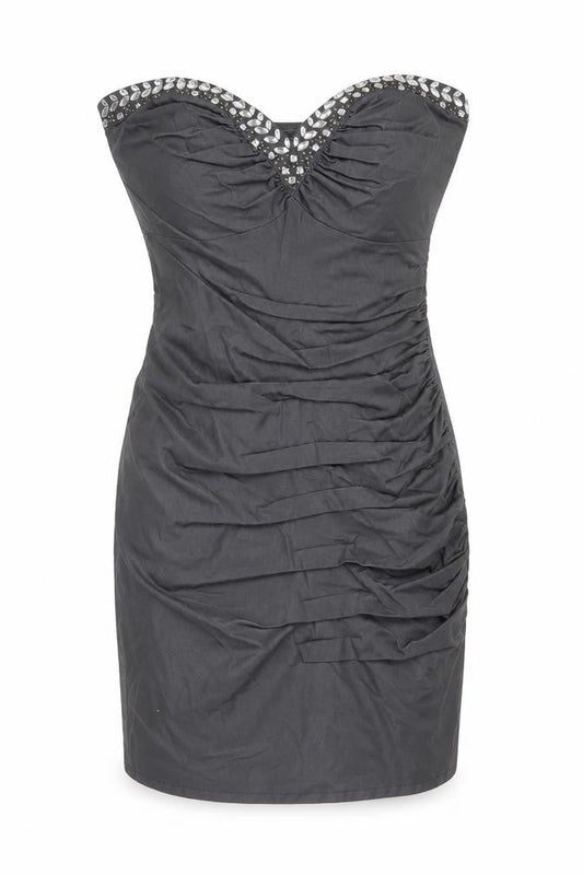 Lipsy Women’s Grey Strapless Bodycon Party Dress Size 8