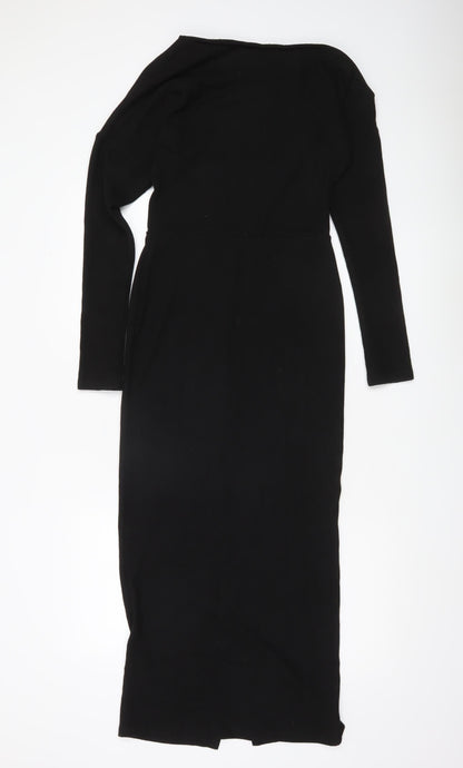 ASOS Women’s Black Bodycon Midi Dress Size 8-10 Long Sleeve