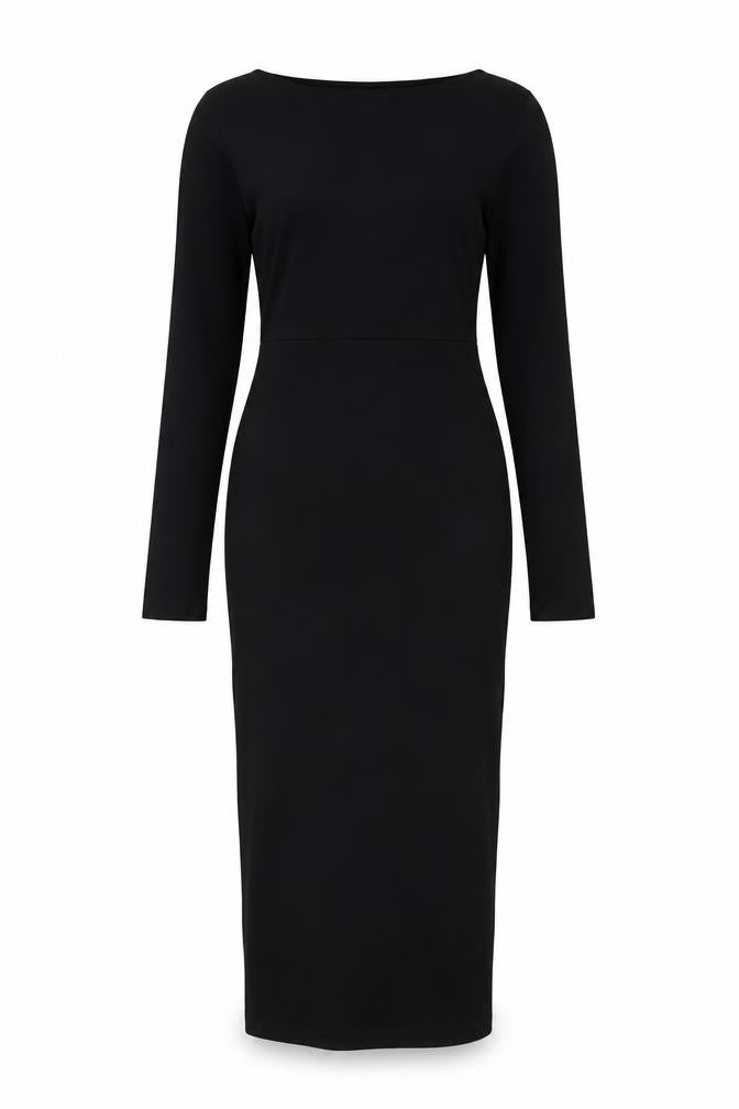 ASOS Women’s Black Bodycon Midi Dress Size 8-10 Long Sleeve