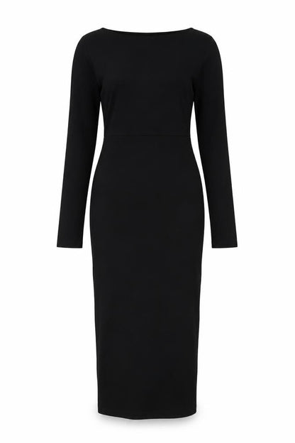 ASOS Women’s Black Bodycon Midi Dress Size 8-10 Long Sleeve
