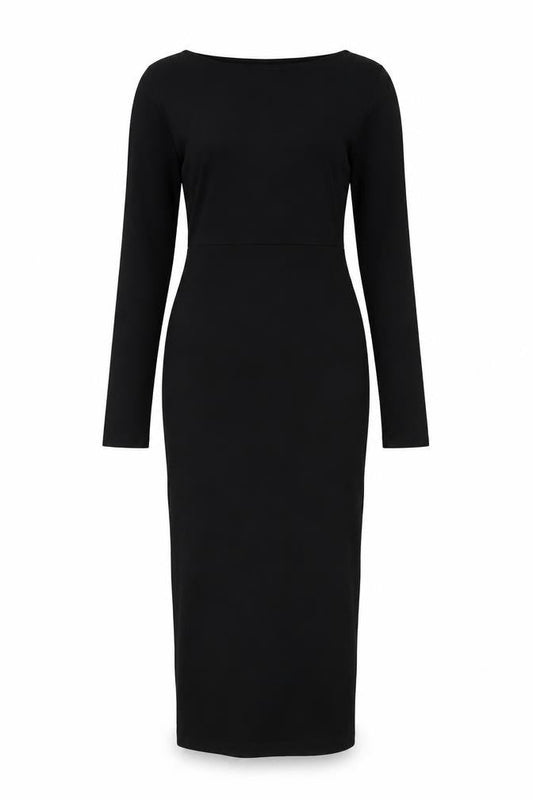 ASOS Women’s Black Bodycon Midi Dress Size 8-10 Long Sleeve