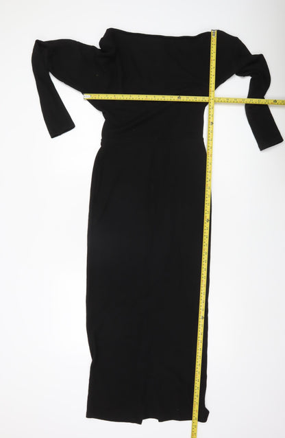 ASOS Women’s Black Bodycon Midi Dress Size 8-10 Long Sleeve