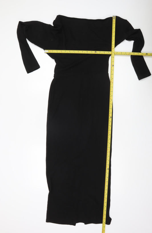 ASOS Women’s Black Bodycon Midi Dress Size 8-10 Long Sleeve