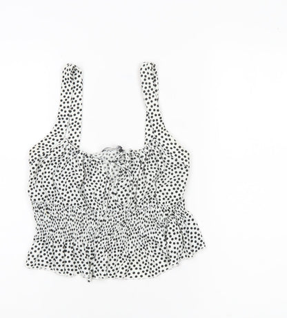 Bershka Women’s White Polka Dot Camisole Blouse Size 8