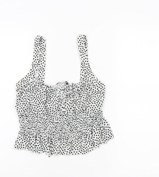 Bershka Women’s White Polka Dot Camisole Blouse Size 8