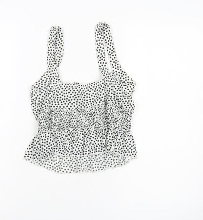 Bershka Women’s White Polka Dot Camisole Blouse Size 8