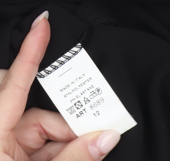 Womens UK Size 12 Boohoo Black Tunic Blouse