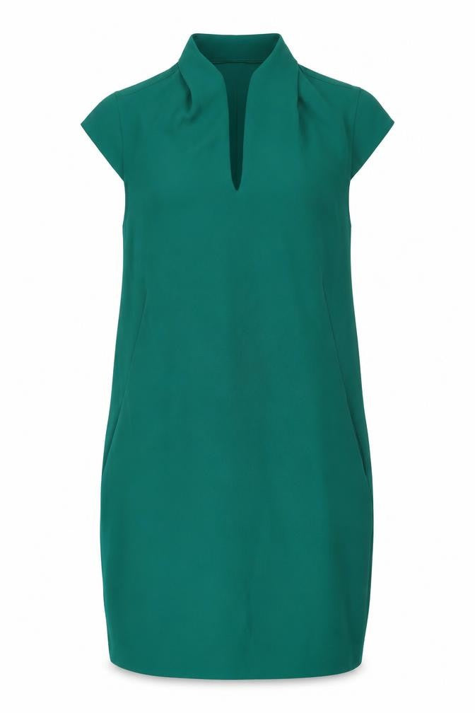 Whistles Women’s Green Shift Knee Length Dress Size 10 Short Sleeve