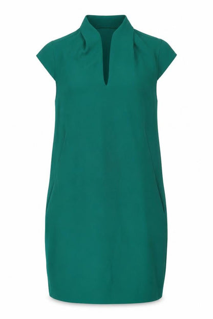 Whistles Women’s Green Shift Knee Length Dress Size 10 Short Sleeve