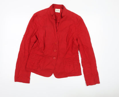 Viyella Womens Red Linen Blend Blazer UK 10 Single Breasted