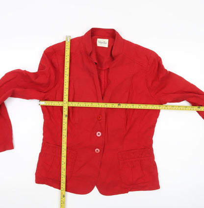 Viyella Womens Red Linen Blend Blazer UK 10 Single Breasted