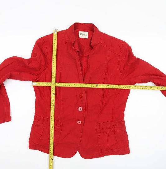 Viyella Womens Red Linen Blend Blazer UK 10 Single Breasted