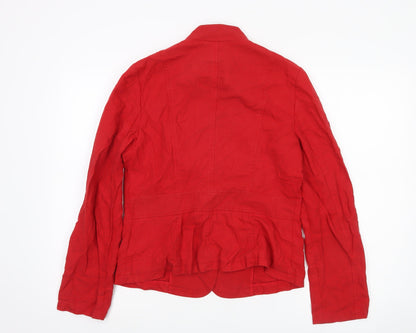 Viyella Womens Red Linen Blend Blazer UK 10 Single Breasted